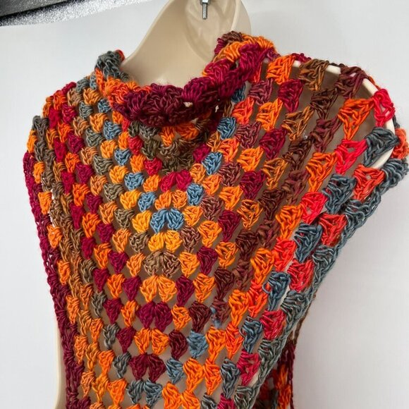 Crochet bohemian boho vest one size woman's vibrant medium large - Picture 7 of 9
